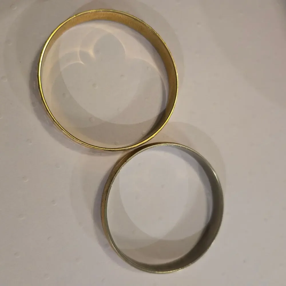 Vintage MONET Signed Gold Tone Bangle Bracelet Set Stackable Textured Pair